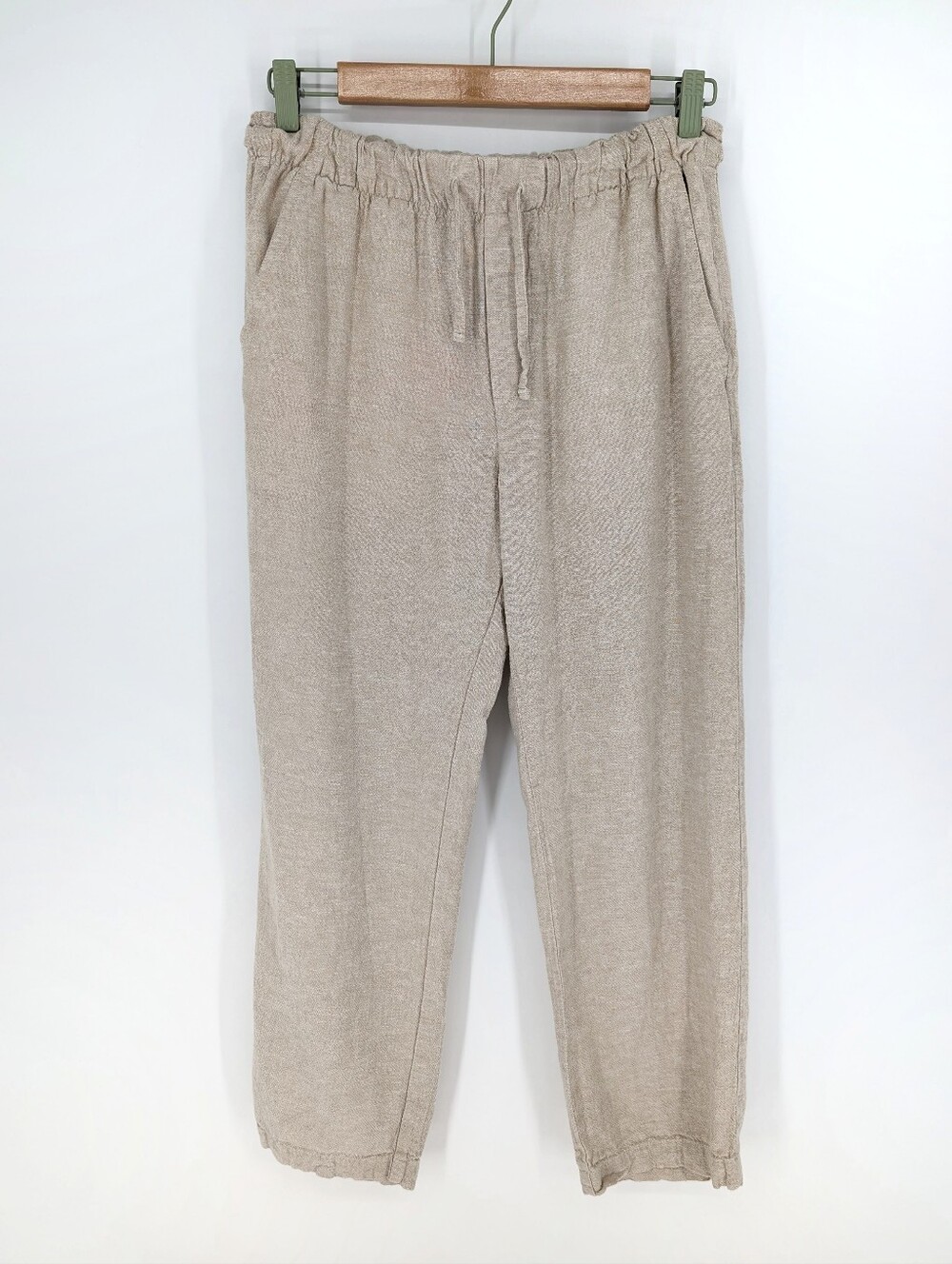 GAP Mid Rise Easy Pants Pull-on Drawstring Linen-Blend Flax Beige Small 2025 - Picture 2 of 7